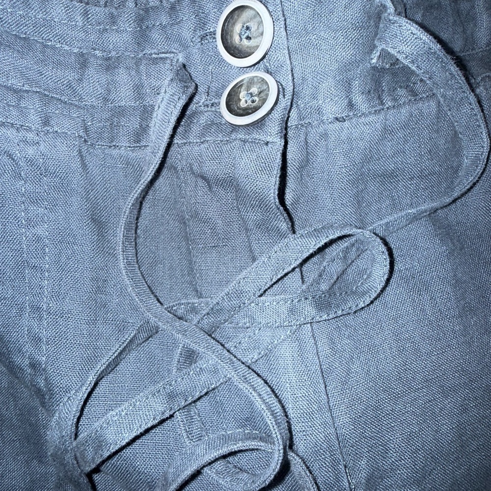 Hot Cotton Linen Cargo Pants Women’s Medium Gray Drawstring Utility outdoor - Picture 8 of 11